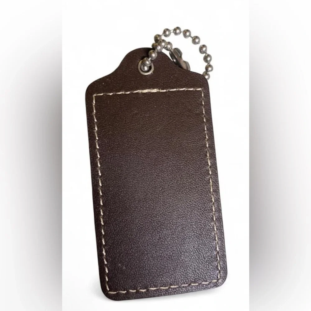 RARE XL 3.5” Authentic COACH Perforated Leather Hangtag | Mahogany EUC